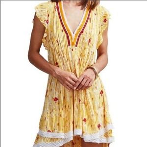 Poupette St Barth •Women XS• Sasha Dress in Fanciful Yellow Short Sleeve $550